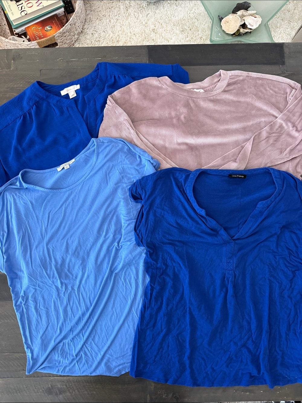 Green Envelope Mixed Blue and Dusty Pink Short Sleeve Tee Set